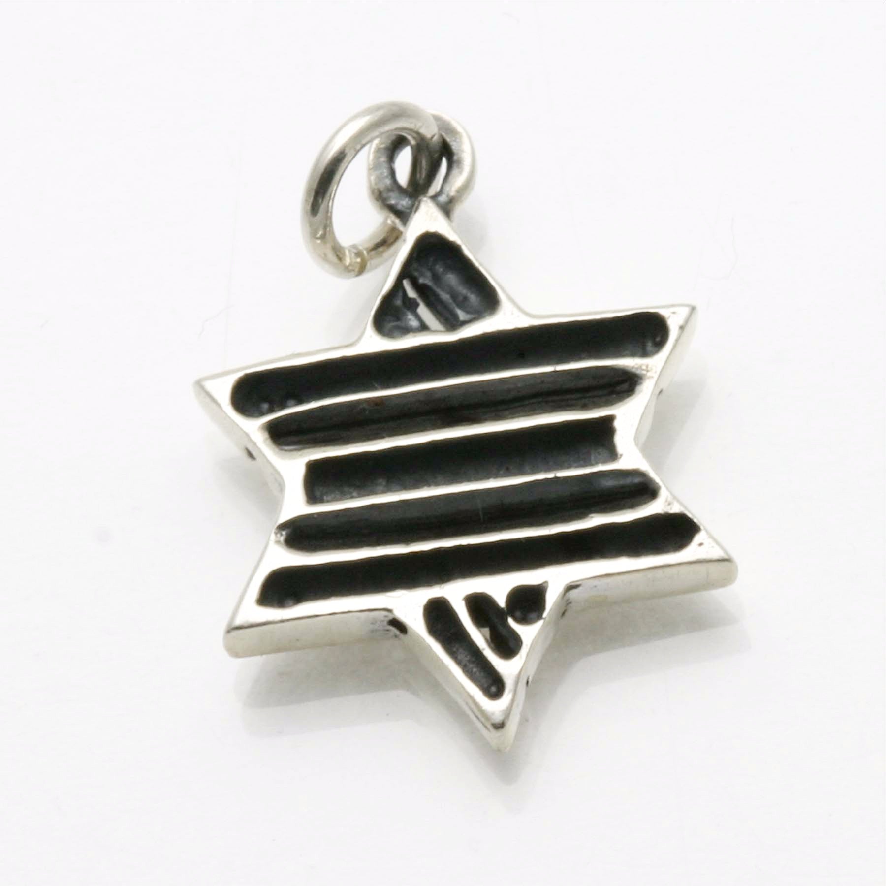 Sterling Silver Modern Stripe Star of David Pendant - JewelryJudaica