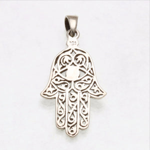 Sterling Silver Turquoise Hamsa Filigree Pendant - JewelryJudaica