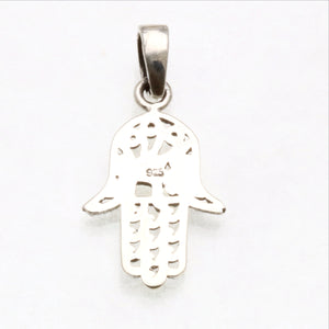 Sterling Silver Hamsa Chai Filigree Pendant - JewelryJudaica