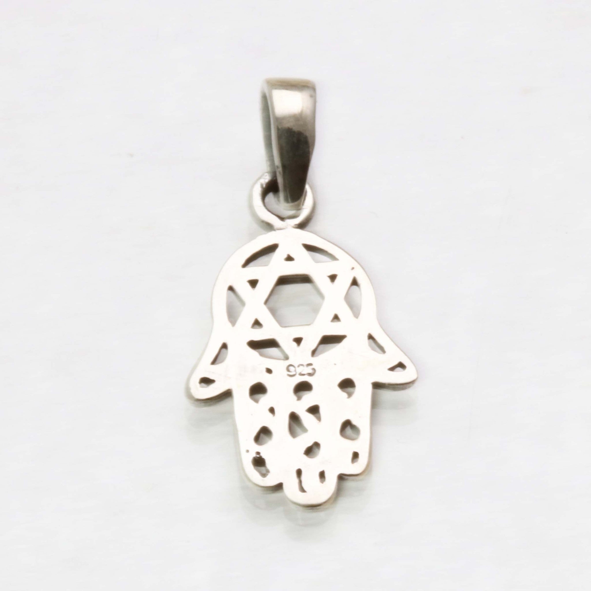 Sterling Silver Hamsa Star of David Oxidized Pendant - JewelryJudaica