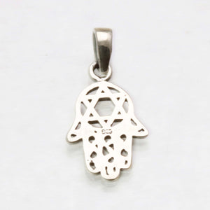 Sterling Silver Hamsa Star of David Oxidized Pendant - JewelryJudaica