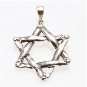 Sterling Silver Large Woven Oxidized Star of David Pendant - JewelryJudaica