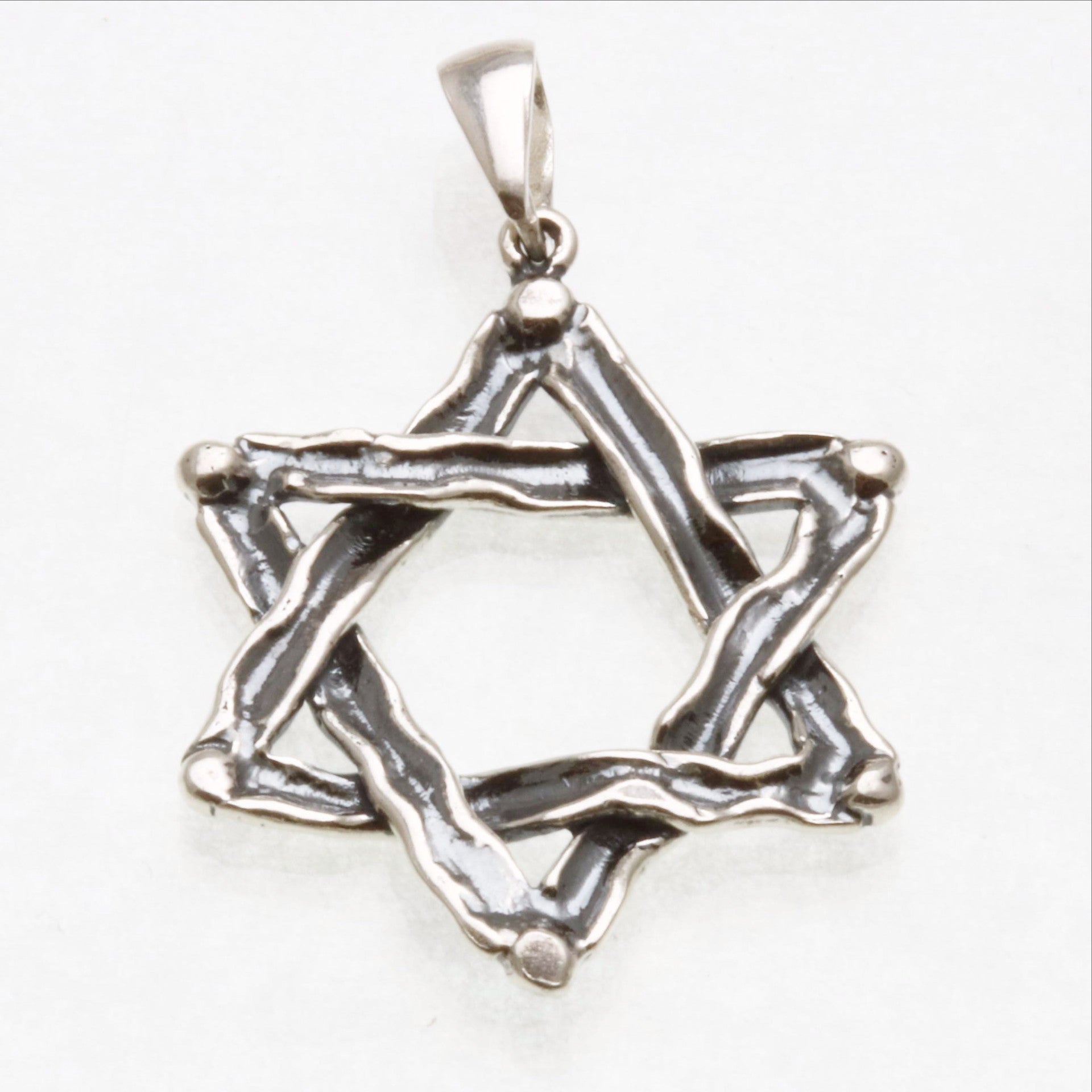 Sterling Silver Large Woven Oxidized Star of David Pendant - JewelryJudaica