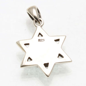 Sterling Silver Opalite Star of David Pendant Oxidized - JewelryJudaica