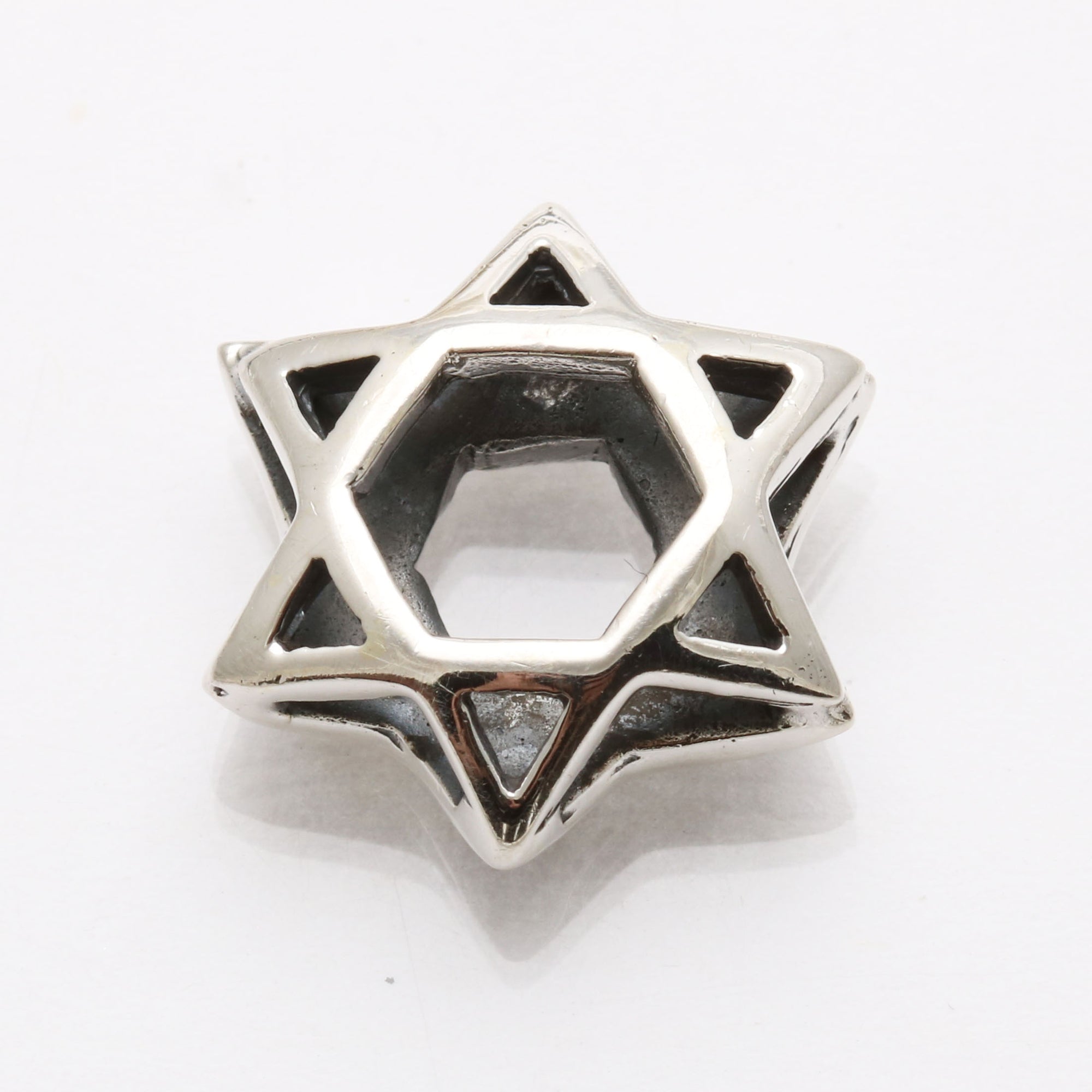 Sterling Silver Woven Star of David Pendant Slide Double Sided - JewelryJudaica