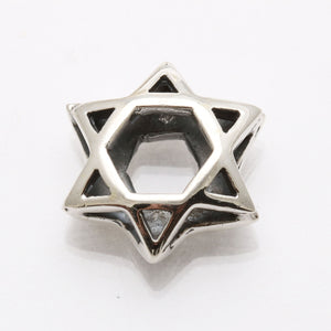 Sterling Silver Woven Star of David Pendant Slide Double Sided - JewelryJudaica