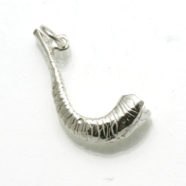 Sterling Silver Shofar Pendant Solid 3D Rosh Hashana - JewelryJudaica