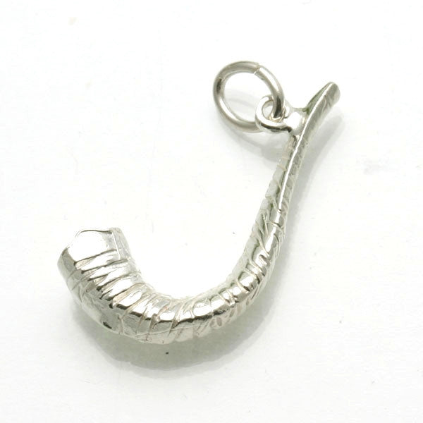 Sterling Silver Shofar Pendant Solid 3D Rosh Hashana - JewelryJudaica