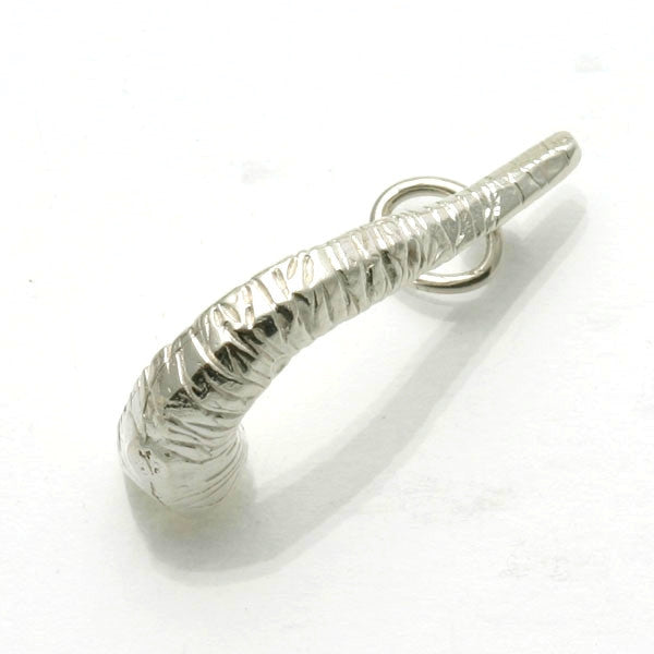 Sterling Silver Shofar Pendant Solid 3D Rosh Hashana - JewelryJudaica