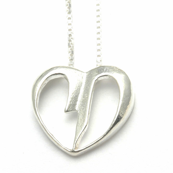 Sterling Silver Chai Heart Pendant Slide Necklace - JewelryJudaica