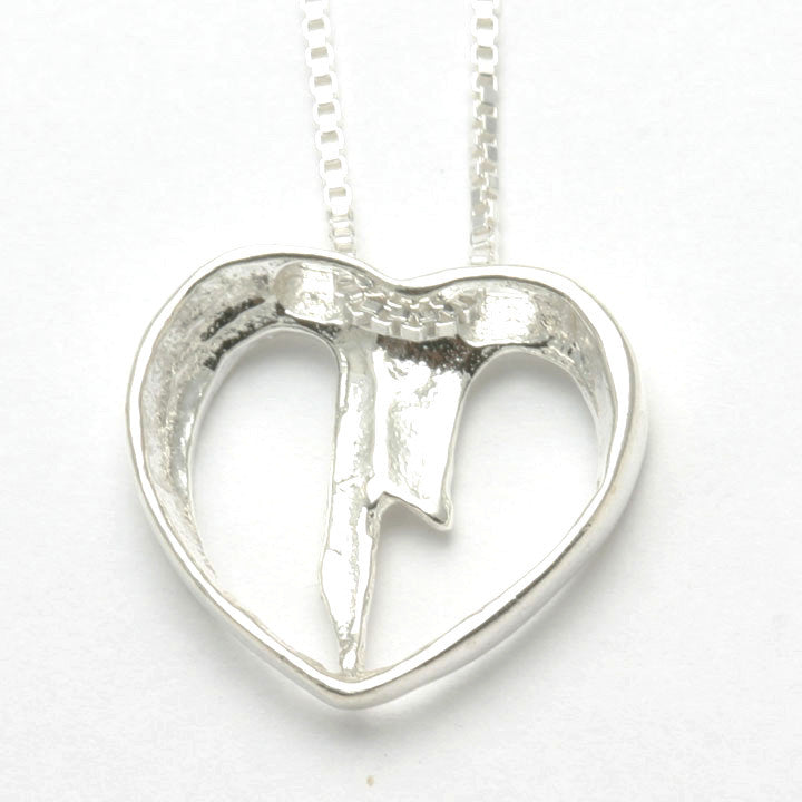Sterling Silver Chai Heart Pendant Slide Necklace - JewelryJudaica
