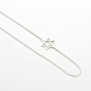 Sterling Silver Star of David Sparkly Off-center Necklace - JewelryJudaica