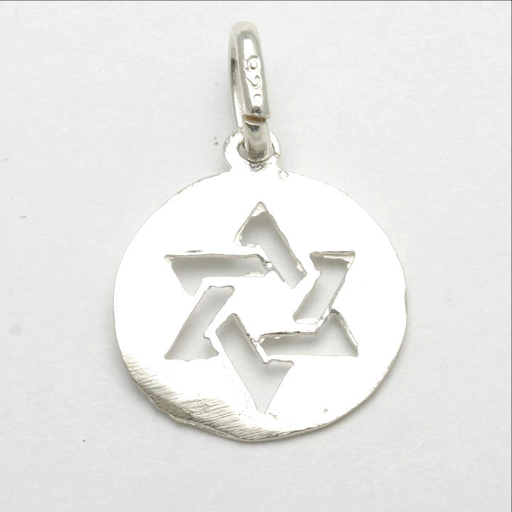 Sterling Silver Star of David Encircled Diamond Cut Pendant - JewelryJudaica