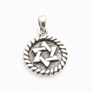 Sterling Silver Star of David Medallion Pendant Oxidized - JewelryJudaica