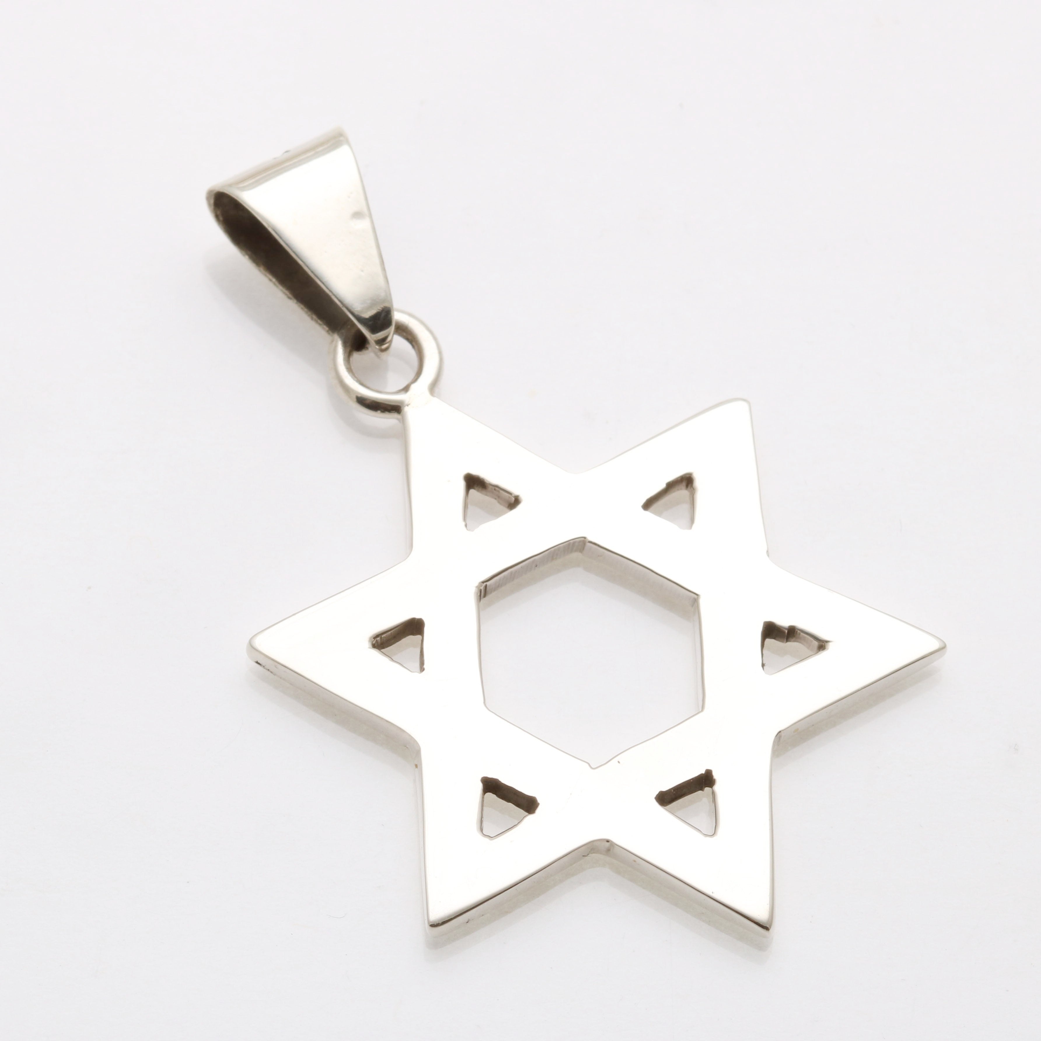 Sterling Silver Large Classic Star of David Pendant Men's - JewelryJudaica