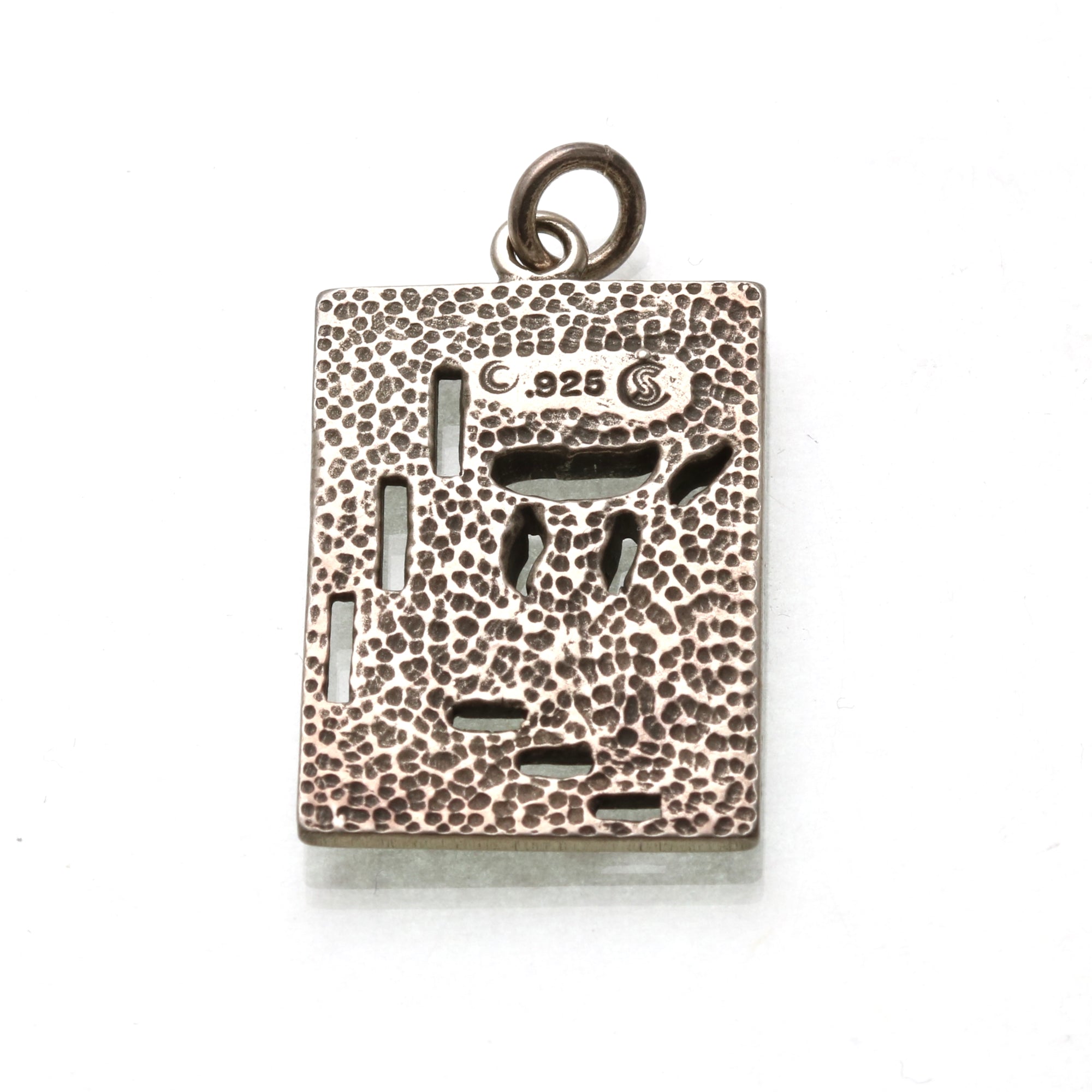 Sterling Silver Chai Rectangle Dog Tag Pendant Stars