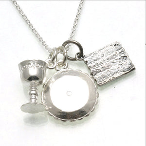 Sterling Silver Passover Charm Necklace Matzah Seder Plate Elijah Cup - JewelryJudaica
