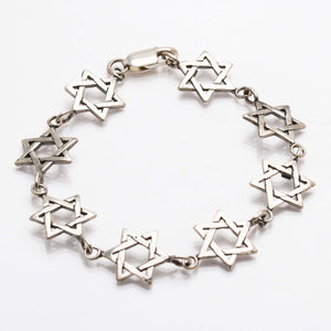 Sterling Silver Star of David Link Bracelet - JewelryJudaica