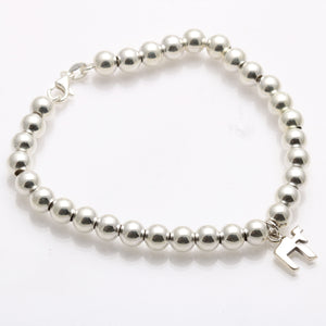Sterling Silver Beaded Chai Bracelet - JewelryJudaica