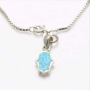 Sterling Silver Opalite Hamsa Charm Bracelet - JewelryJudaica