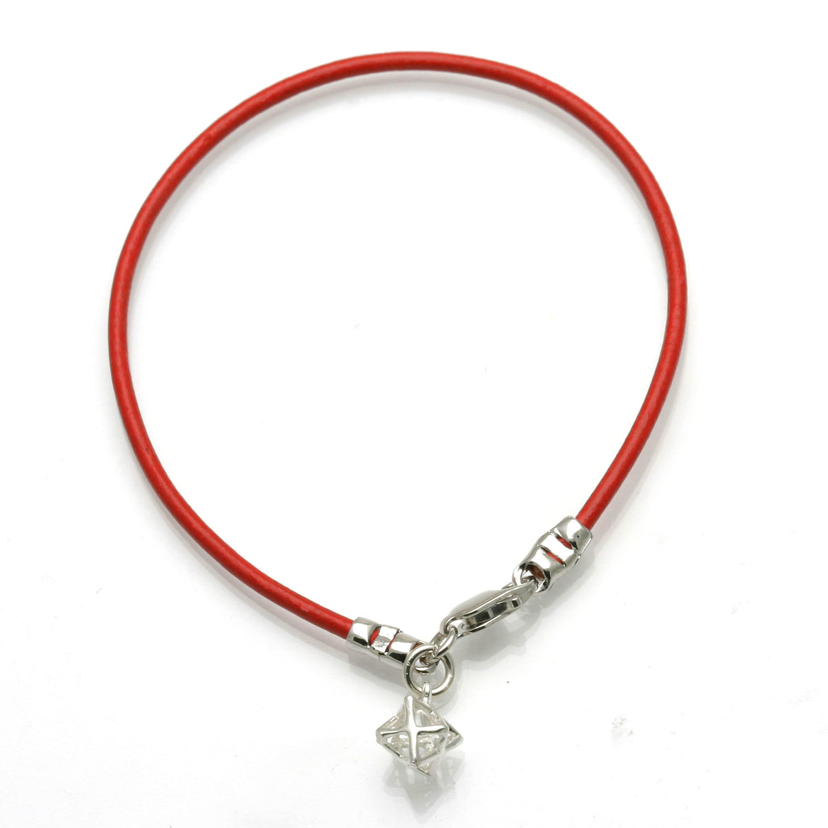 Sterling Silver Merkava 3D Star of David Red Leather Bracelet - JewelryJudaica