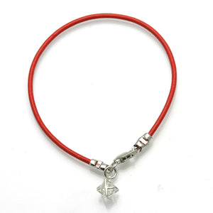 Sterling Silver Merkava 3D Star of David Red Leather Bracelet - JewelryJudaica