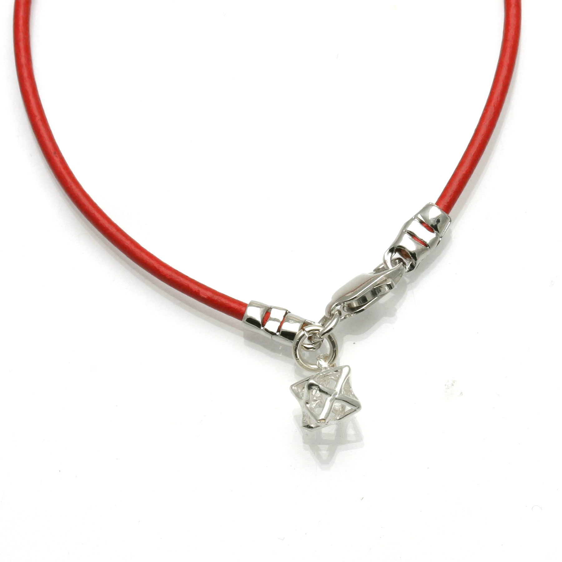 Sterling Silver Merkava 3D Star of David Red Leather Bracelet - JewelryJudaica