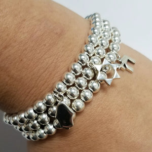 Sterling Silver Beaded Hamsa Bracelet - JewelryJudaica