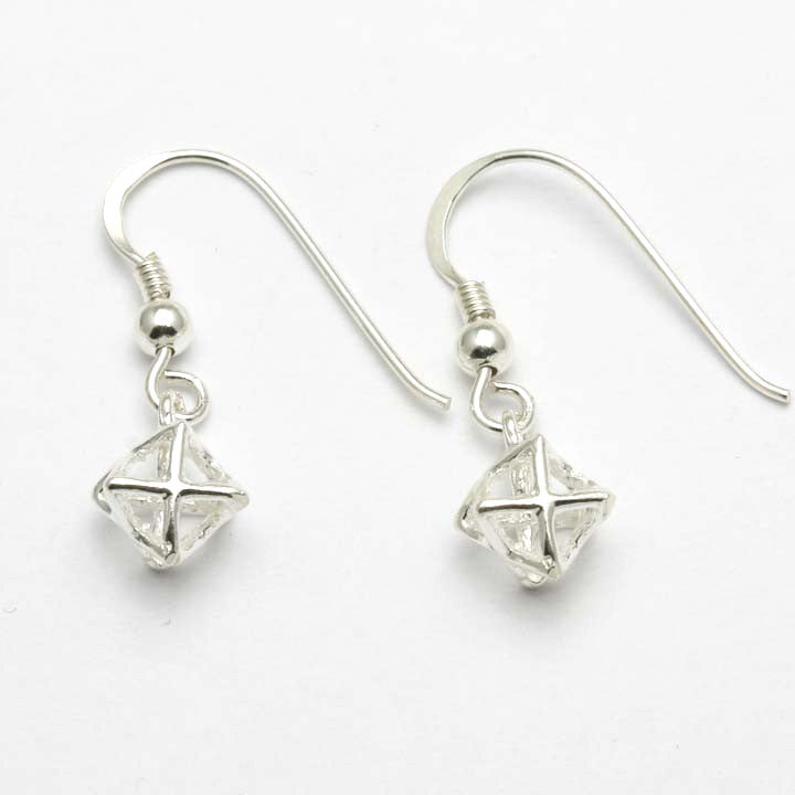 Sterling Silver Jewish Star of David 3D Dangle Earrings Merkava Kabbalah Small - JewelryJudaica