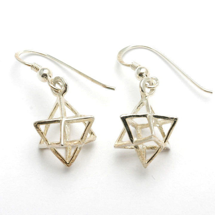 Sterling Silver Jewish Star of David 3D Dangle Earrings Merkava Kabbalah - JewelryJudaica