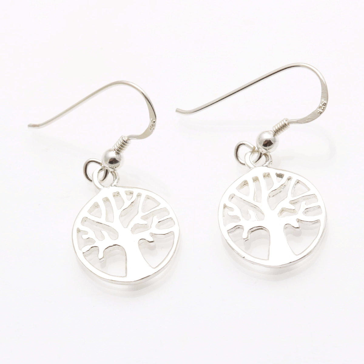 Sterling Silver Encircled Tree of Life Dangle Earrings - JewelryJudaica