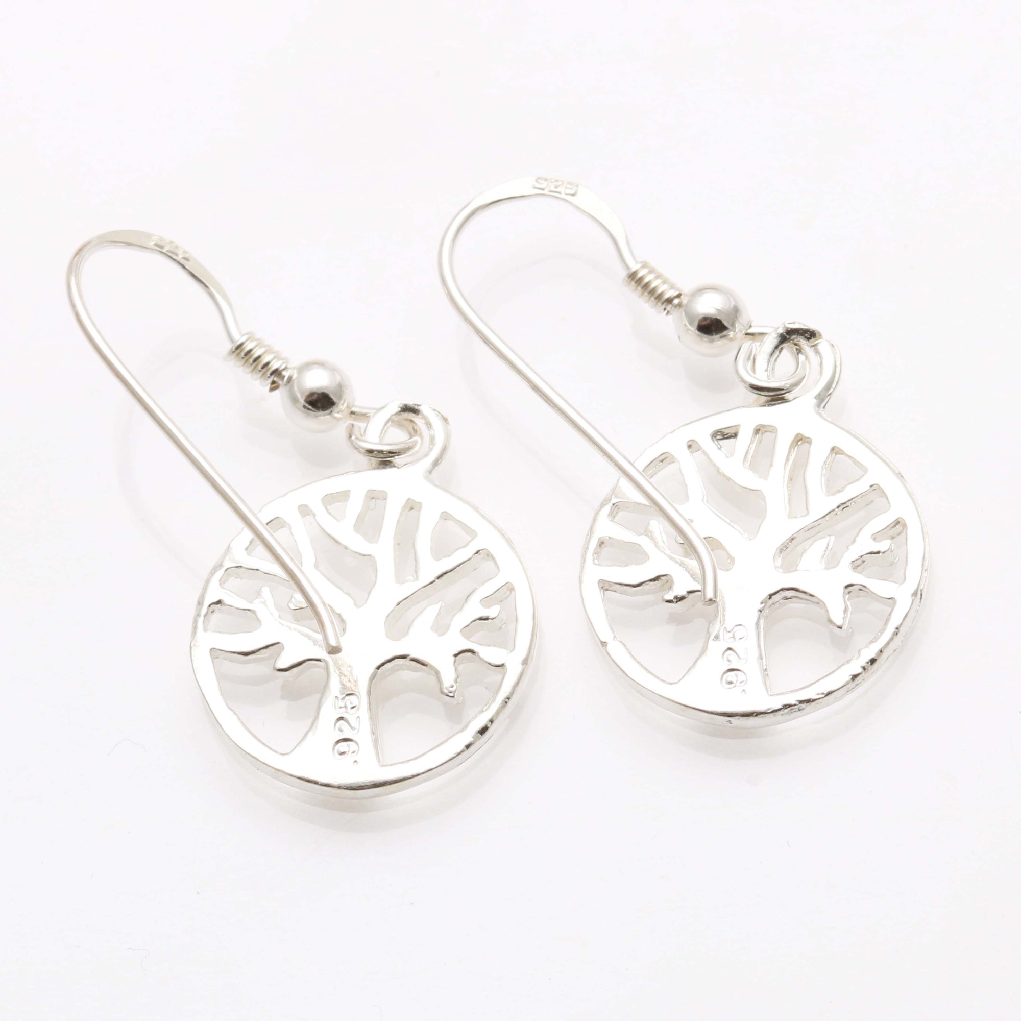 Sterling Silver Encircled Tree of Life Dangle Earrings - JewelryJudaica