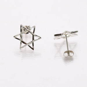 Sterling Silver Star of David Stud Earrings Diamond Cut - JewelryJudaica