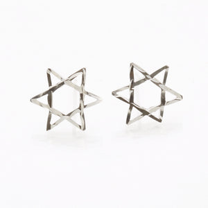 Sterling Silver Star of David Stud Earrings Diamond Cut - JewelryJudaica