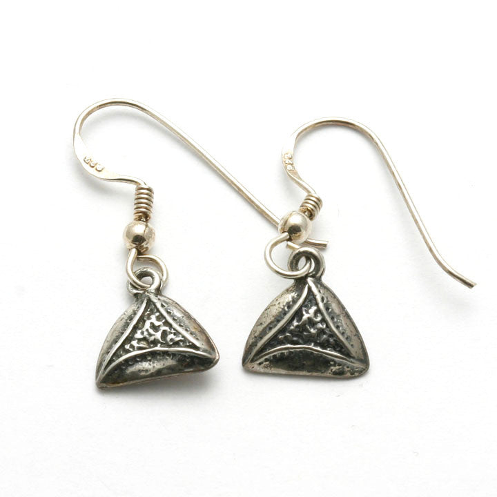 Sterling Silver Hamantashen Dangle Earrings Purim - JewelryJudaica