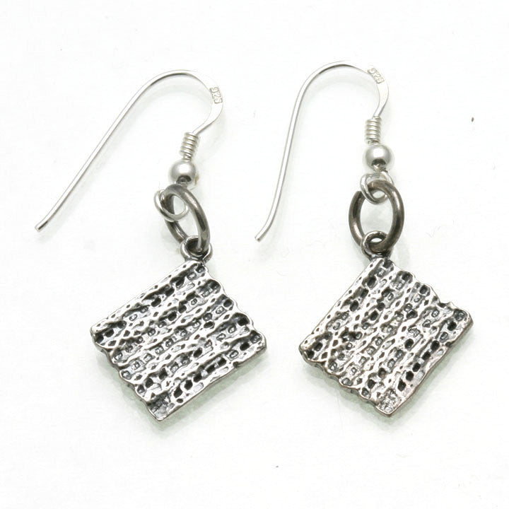 Sterling Silver Matzah Dangle Earrings Passover - JewelryJudaica