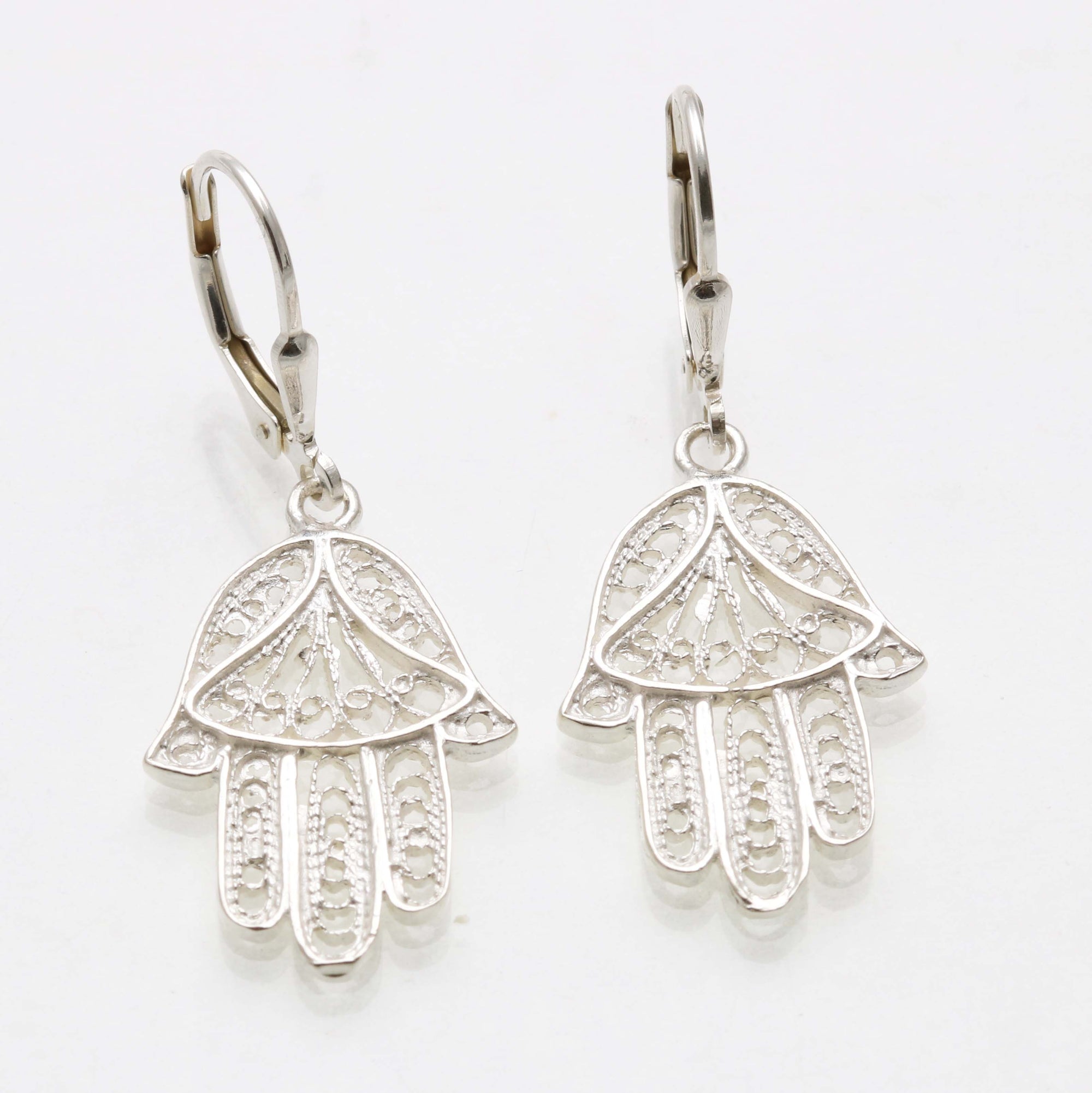 Sterling Silver Filigree Dangle Earrings Leverback