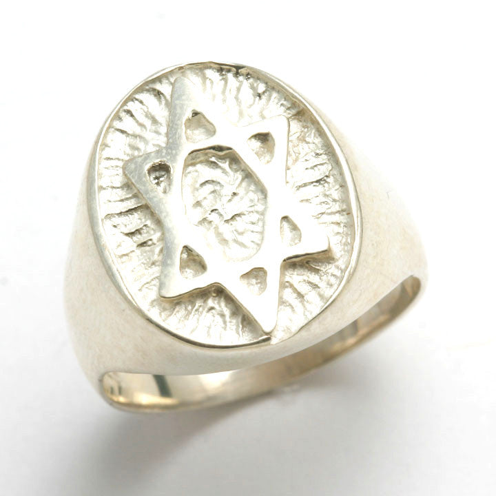 Sterling Silver Star of David Signet Ring Oval - JewelryJudaica