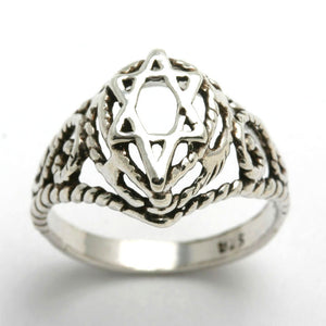 Sterling Silver Jewish Star of David Ring Filigree Oxidized - JewelryJudaica