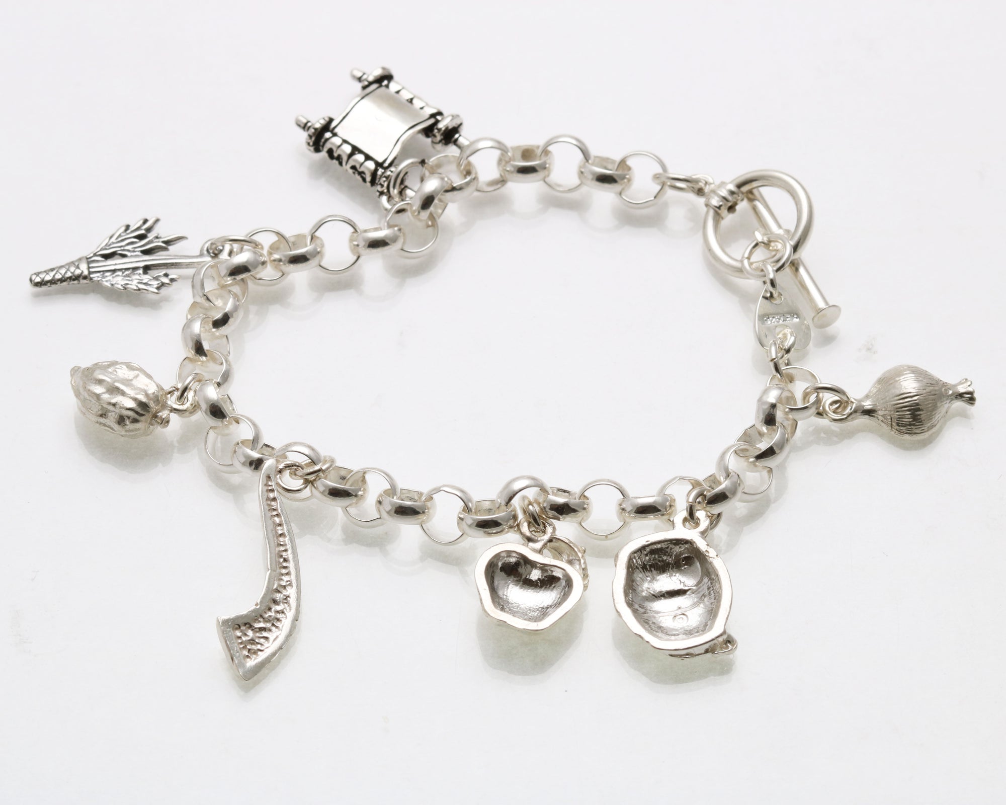 Sterling Silver High Holidays Charm Bracelet Rosh Hashana Sukkot