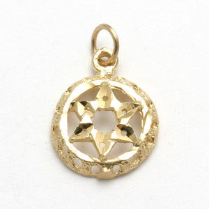 14k Yellow Gold Star of David Pendant Encircled Small - JewelryJudaica