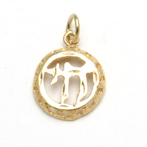 14k Yellow Gold Chai Encircled Pendant Small - JewelryJudaica