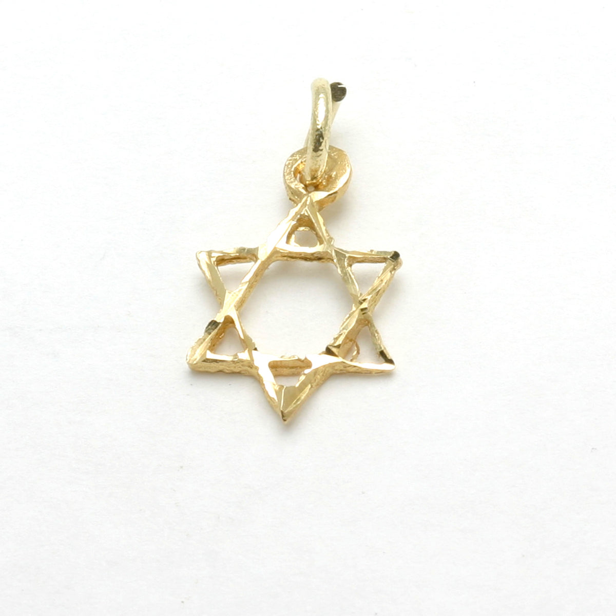 14K Yellow Gold Jewish Star of David Small Diamond Cut - JewelryJudaica