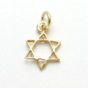 14K Yellow Gold Jewish Star of David Small Diamond Cut - JewelryJudaica