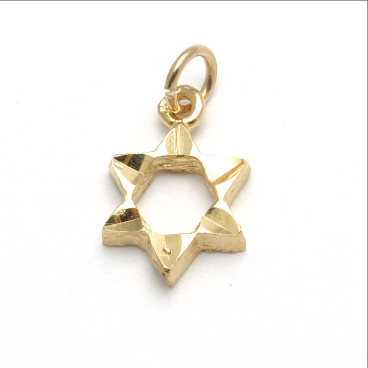 14k Yellow Gold Star of David Pendant Small Thick - JewelryJudaica
