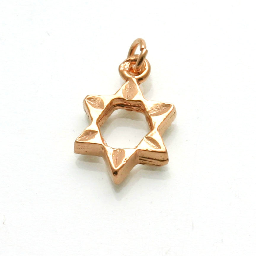 14k Rose Gold Jewish Star of David Small Pendant Thick - JewelryJudaica