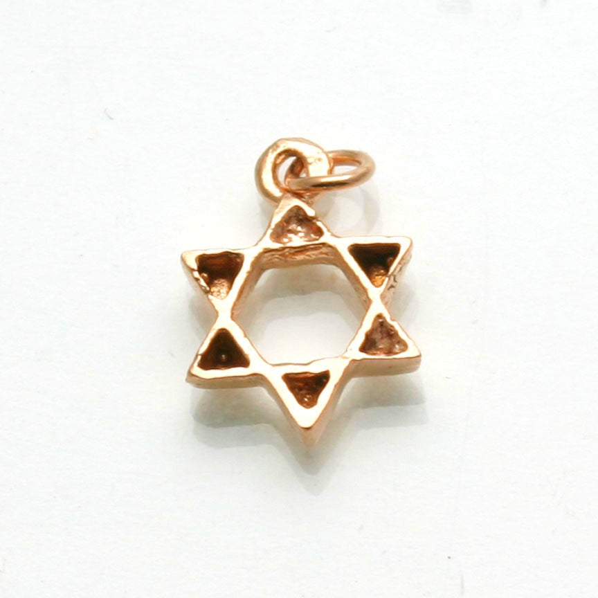 14k Rose Gold Jewish Star of David Small Pendant Thick - JewelryJudaica