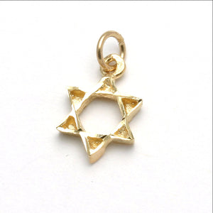14k Yellow Gold Star of David Pendant Small Thick - JewelryJudaica