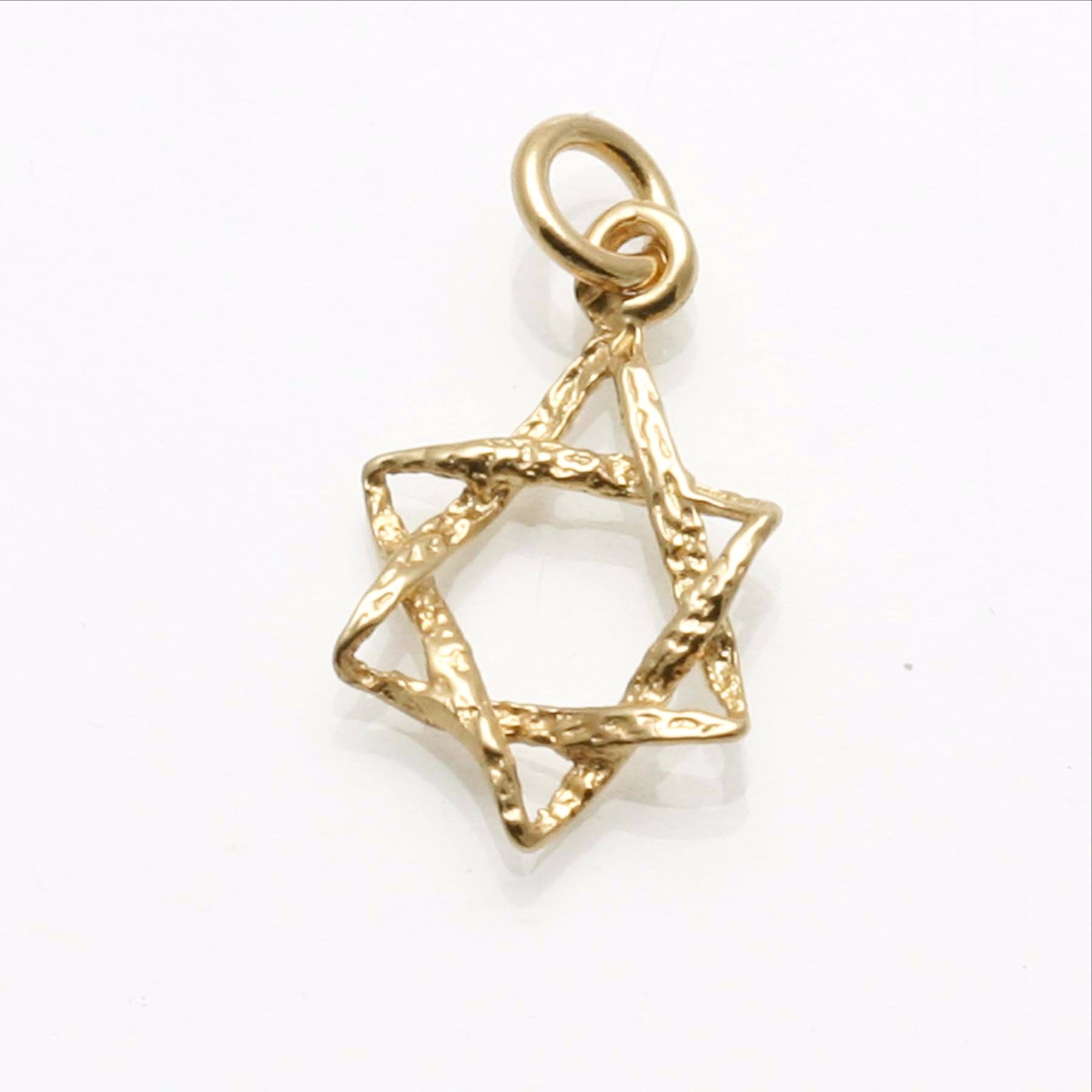 14k Yellow Gold Woven Star of David Pendant Medium - JewelryJudaica