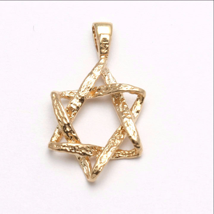 14k Yellow gold Woven Star of David Pendant - JewelryJudaica